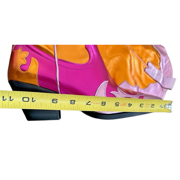 Azalea Wang Hendrix Western Cowboy Boot Knee High Pink/Orange Metallic Sz 9 - Picture 10 of 12